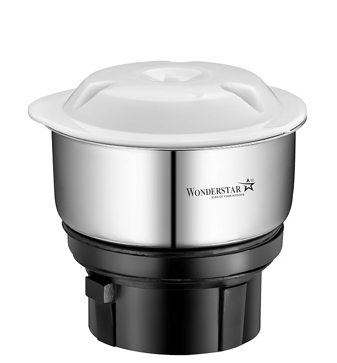 WONDER STAR 200ml Stainless Steel Spice Jar | Compatible with Selected Preethi Mixer Grinder Models | 4 Teeth Coupler | Chutney & Masala Grinding Jar