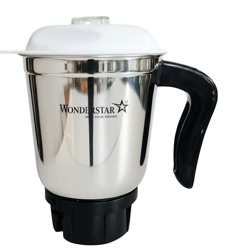 WONDER STAR 1 Litre Stainless Steel Mixer Grinder Jar with Lid & Handle, Compatible with Butterfly V2, for Wet & Dry Grinding