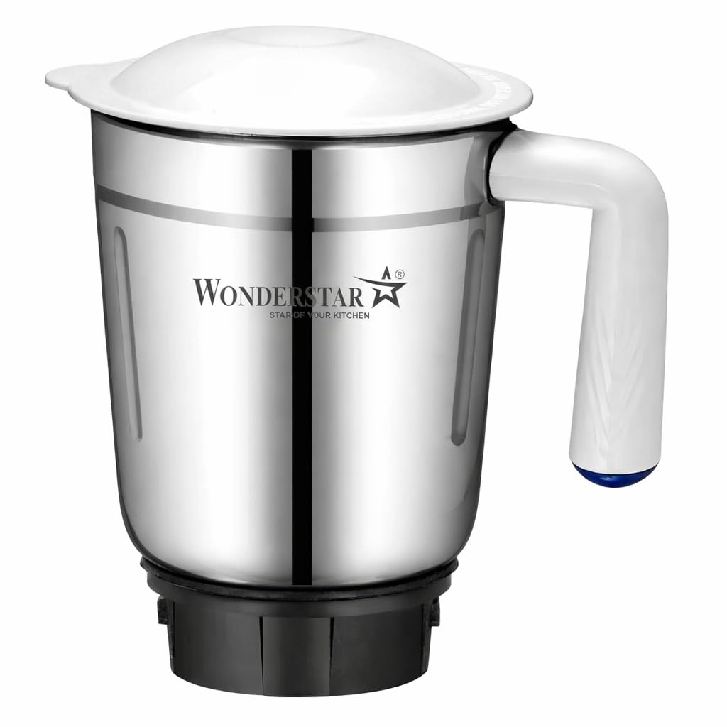WONDER STAR Mixer Grinder Wet Jar Compatible For Bajaj Gx1,Gx3,Gx4,Gx8,Gx3501,Gx3701,Gx4701,Gx3000,Gx400,Gx3,702,Twister Deluxe,Twister,Bravo Dlx (1200Ml)|Bpa Free Lid With Ring|Silver