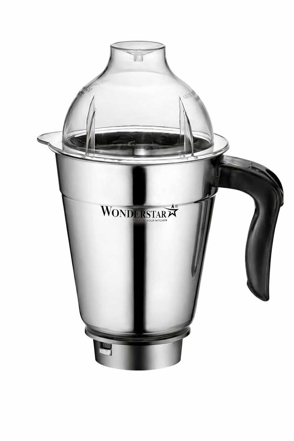 Wonder Star 1500ML Mixer Grinder Wet Jar with Dome Lid | Stainless Steel Body | Aluminium Base | 6 Leaf Blade | 2 Lock Slot & 4 Teeth Coupler | Compatible with Preethi, Bajaj, Crompton, Usha & More