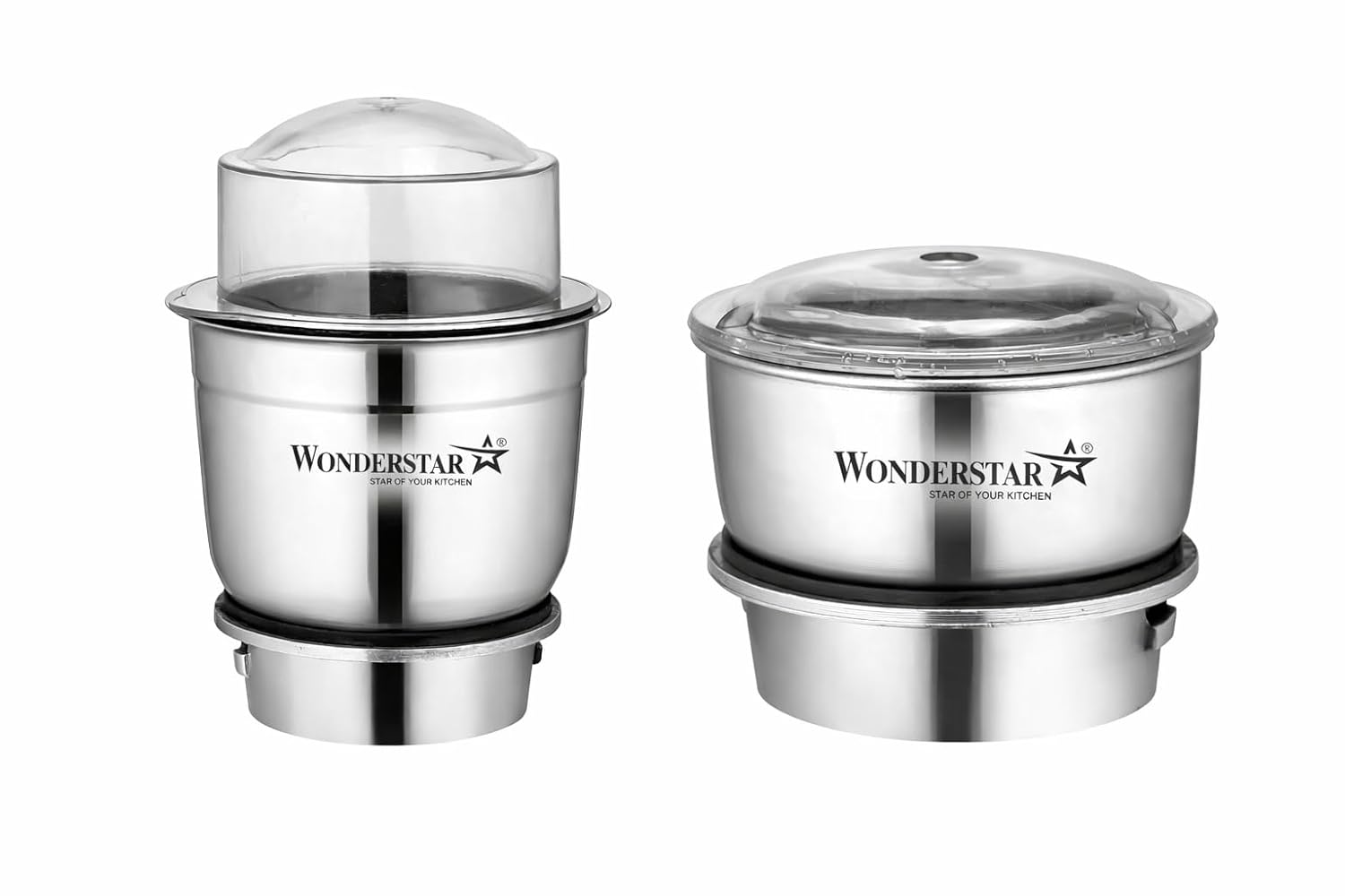 WONDER STAR MIXER CHUTNEY JAR COMBO SUMEET, LONG-WAY, ACTIVA, CROMPTONN, PREETI 400ML, ALLOY BASE, CLEAR POLYCARBONATE LID (SUMEET COMBO)