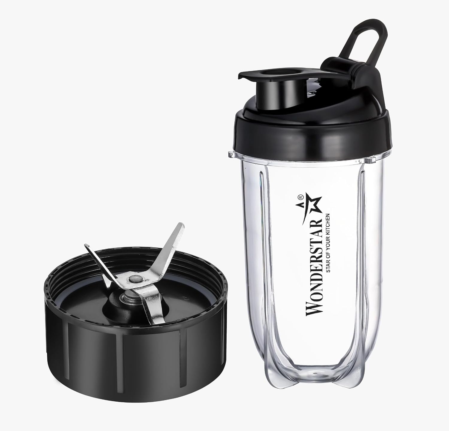 WONDER STAR Nutri Blender Jar 500ml with Sipper Lid | Compatible with Wonderchef Nutri Blend (Not Original) | Transparent Polycarbonate Jar | Smoothie, Shake & Juice Mixer Blender Jar Replacement