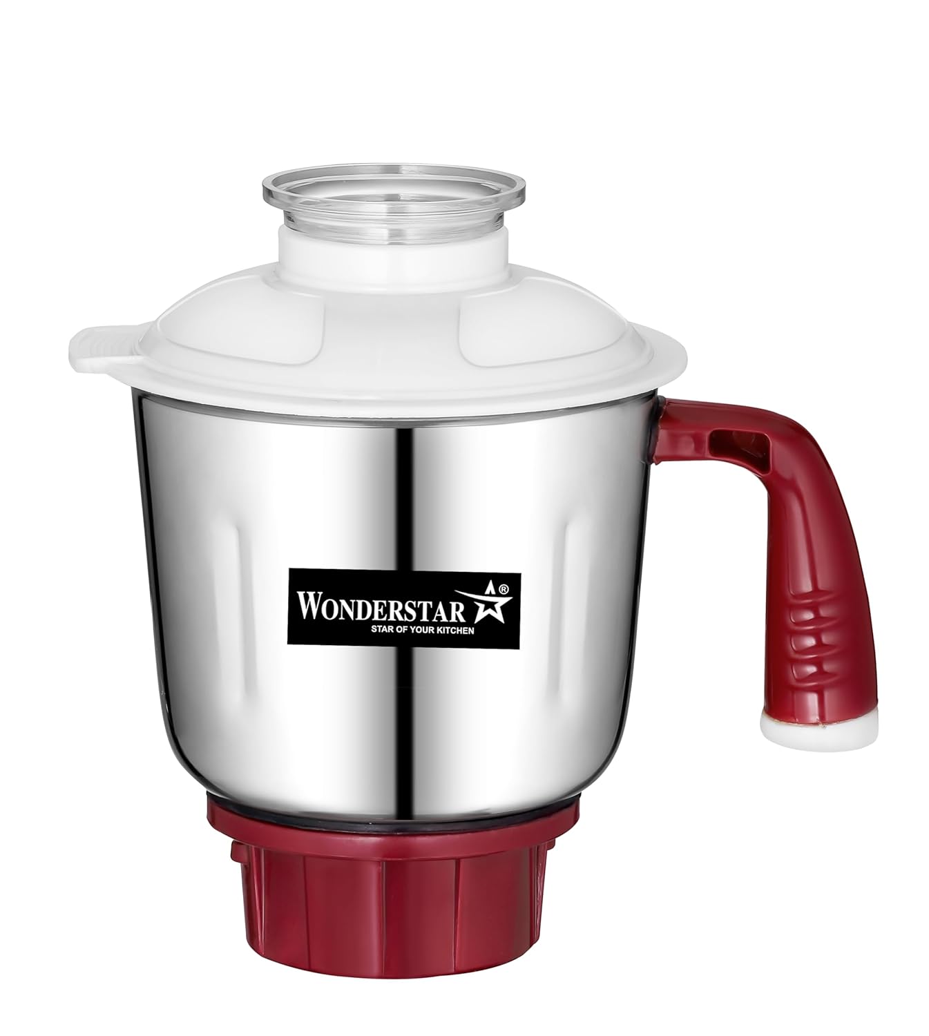 WONDER STAR 1000ml Dry Mixer Grinder Jar Compatible with Prestige Deluxe Models Only | Stainless Steel | Cherry ABS Base