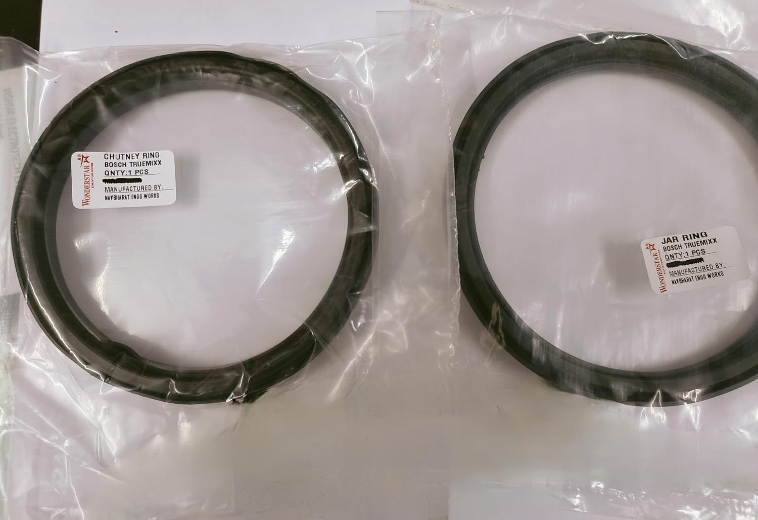 WONDER STAR Jar Ring Combo Compatible with Bosch TrueMixx Mixer Grinder, Replacement Gasket Set for 400ml Chutney Jar, 1000ml Dry Jar & 1500ml Wet Jar, Food-Grade Rubber, 2 Pieces