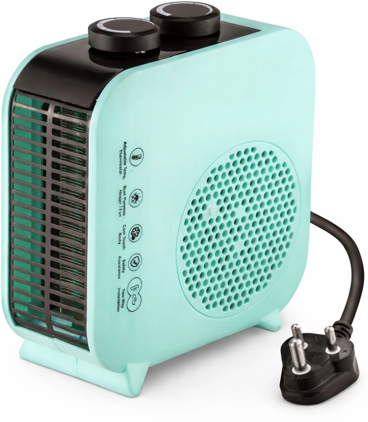 WONDER STAR 2000W Room Heater with Copper Motor, 3 Heat Modes, Adjustable Thermostat & Fan Mode – Light Green